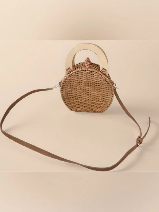 Zara Basic Collection Woven Round Handbag with Adjustable Strap - Picture 3 of 6